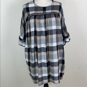 ⭐️Maeve Checked Plaid Babydoll Tunic Top
